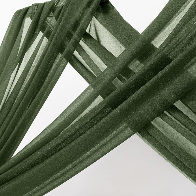 MLMC Olive Green Wedding Arch Draping Fabric 2 Panels 29" x 20 FT Extra Long - Image 3