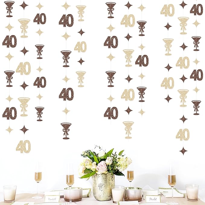 Champagne Gold Brown 40th Birthday Decorations Espresso Martini Garland by pinkblume
