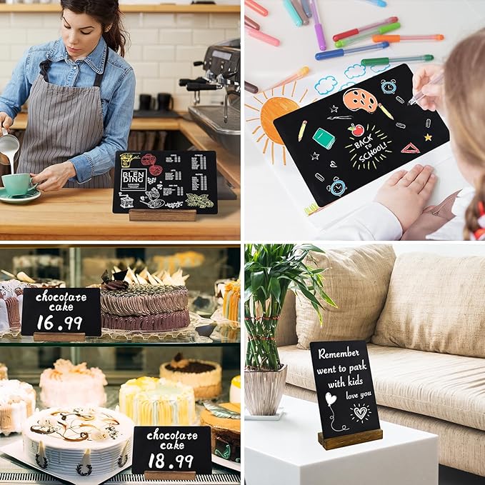 Small Chalkboard Sign with Stand, 8x5'' Table Top Double-Sided Mini Board With - Image 7