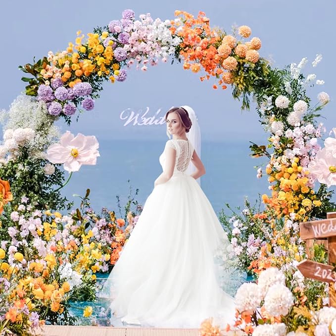 Wokceer Wedding Arch 8.5FT Round Backdrop Stand Gold Metal Circle Balloon Arch - Image 3