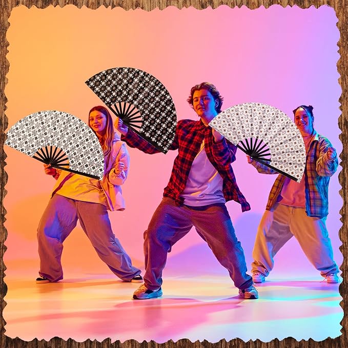 Thyle 6 Pcs Large Folding Fan for Line Dancing Bulk Boots on The Ground Hand - Image 6