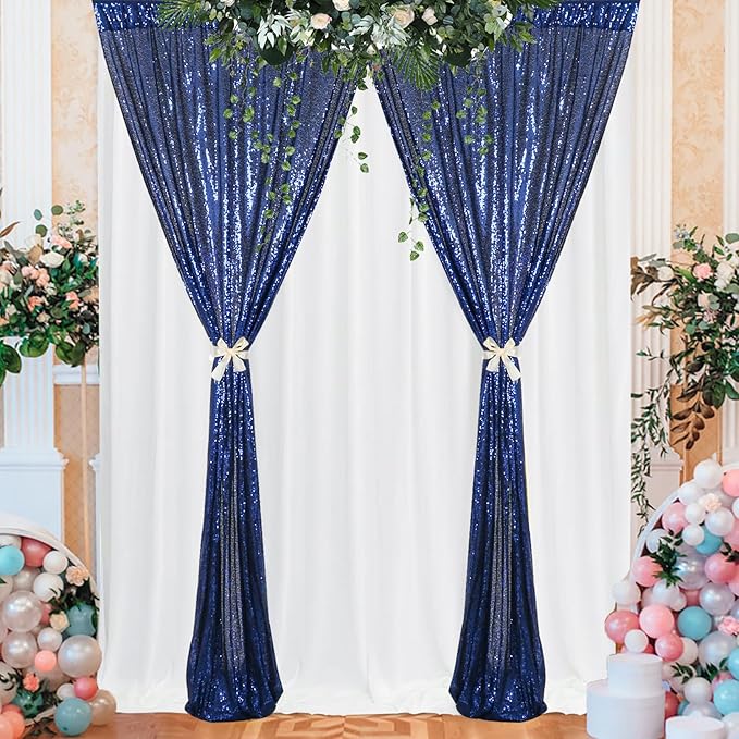ShinyBeauty Navy Blue Sequin Backdrop 4x10ft - Image 4