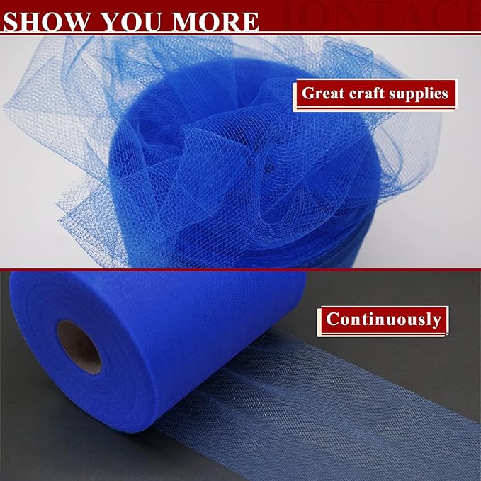 Royal Blue Tulle Fabric Rolls 6 Inch by 200 Yards Fabric Spool Tulle Ribbon - Image 4