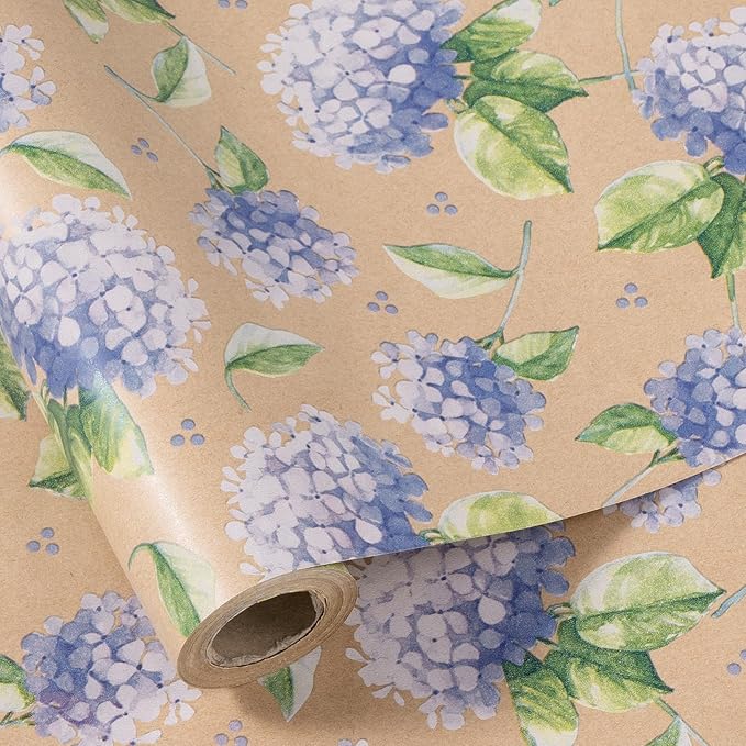 RUSPEPA 30" X 32.8' Hydrangea Wrapping Paper Large Kraft Paper Roll, Jumbo Roll by RUSPEPA