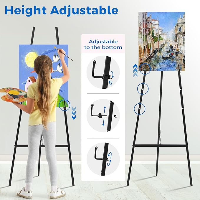 ARTASY 50" Black Easel Stand for Wedding Signs, Portable Artist Easel for - Image 4