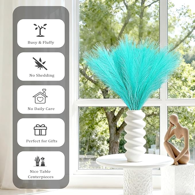50pcs Faux Pampas Grass, 21.6" Short Artificial Pompous Grass Branches - Image 5