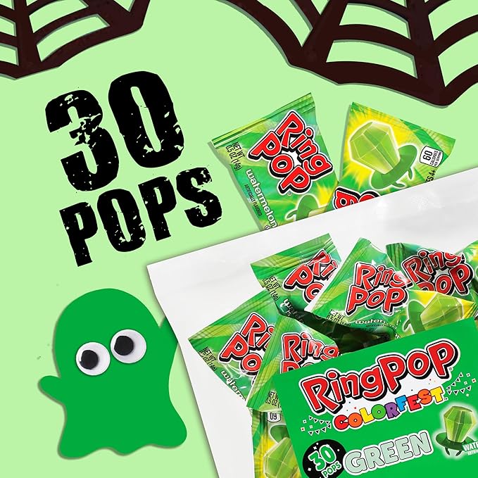 Ring Pop Green Halloween Candy Lollipops, 30Ct Bulk Candy Individually Wrapped - Image 2