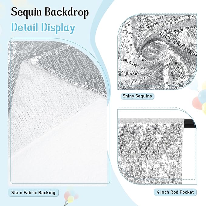 SquarePie Sequin Backdrop Curtain Not See Through Thick Glitter Background - Image 4