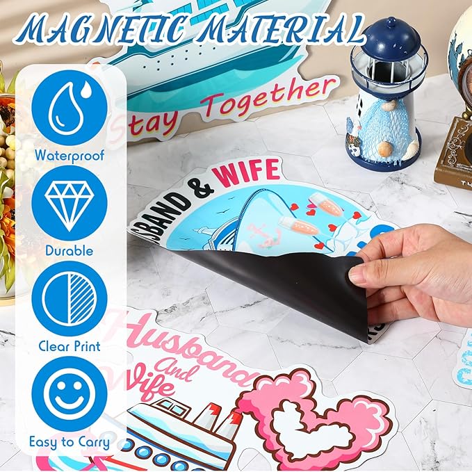 Hoteam 4 Pcs Couples Cruise Door Decorations Magnetic Husband and Wife Cruise - Image 5