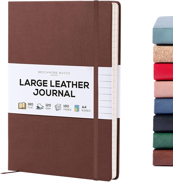 BEECHMORE BOOKS Lined Journal Notebook, 8.5 x 11.5 inch, A4 160 Lined Pages by BeechmoreBooks