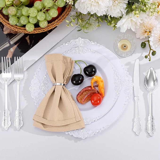 300Pieces Silver Plastic Silverware - Image 4