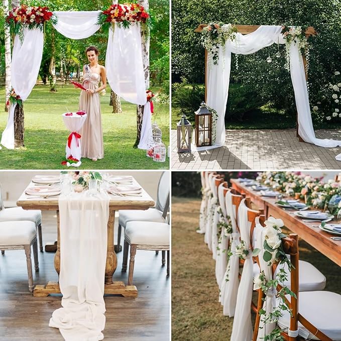 4 Panels Wedding Arch Draping Fabric 28" x 20Ft Wedding Arch Drapes Chiffon - Image 8