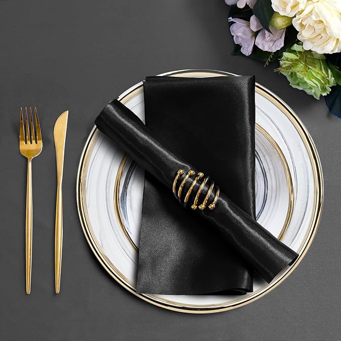 Horbaunal 30 Pack Black Satin Napkins 20 x 20 Inch, Square Soft Table Dinner - Image 6