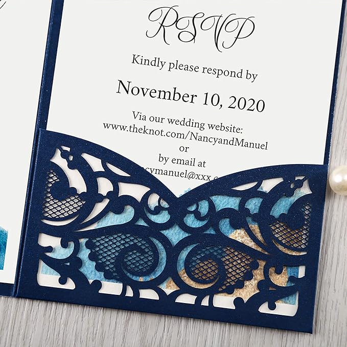 DORIS HOME 50PCS Laser Cut Wedding Invitations - Image 4