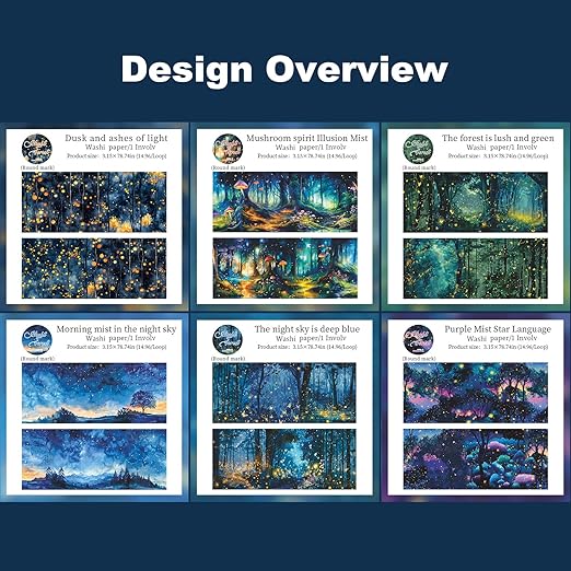 Night Forest Seamless Washi Tape Scrapbook Kit – 6 Rolls - Image 5