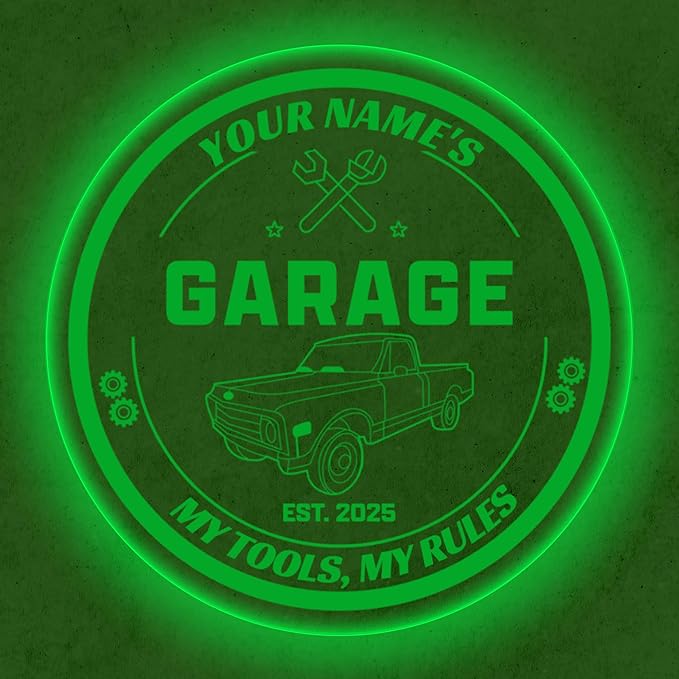 Custom Pickup Truck Garage Sign – Personalized LED Color Changing Acrylic Wall - Image 3