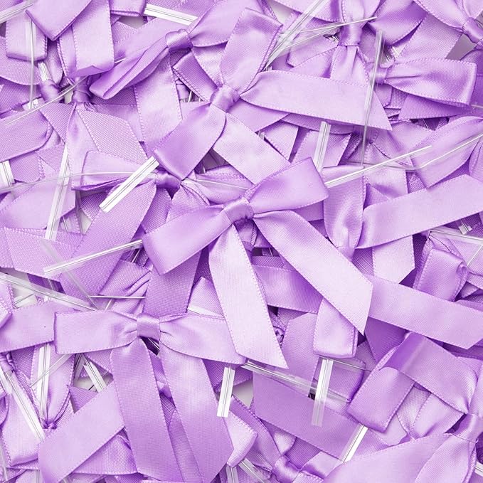 Bright Creations 100 Pack Purple Twist Tie Bows - Image 5