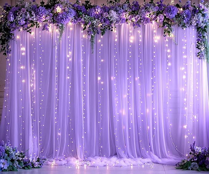 Purple Sheer Backdrop Curtains - Image 2