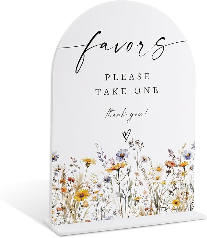 Wedding Signs for Ceremony and Reception, Boho Floral Acrylic Favors Please by Unknown