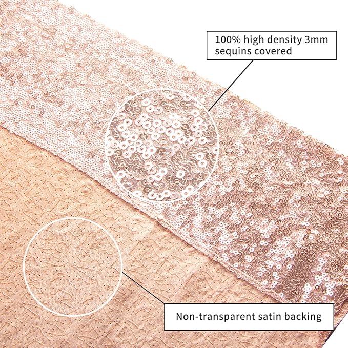 Poise3EHome 8Ft x 8Ft Rose Gold Sequin Backdrop, Glitter Thick Satin Background - Image 5