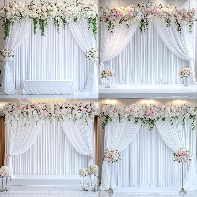 40 ft x 8 ft White Backdrop Curtain Drapes - Image 3