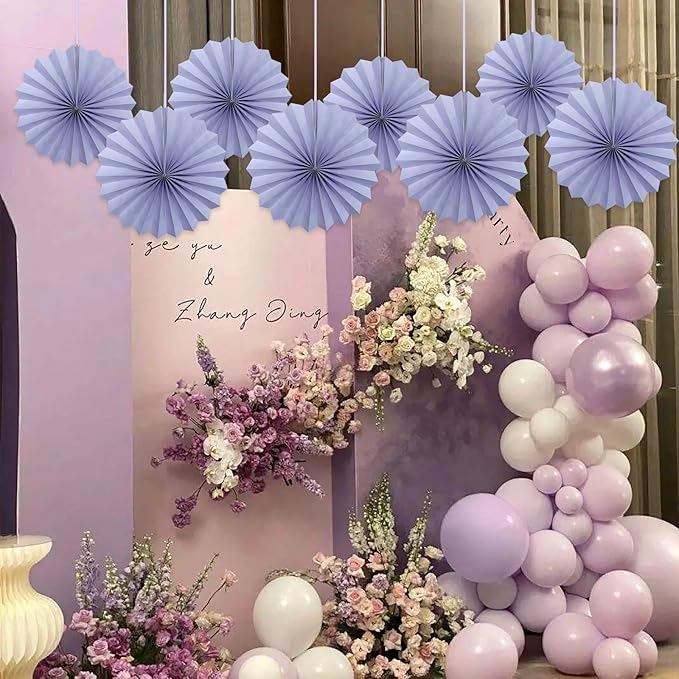 Purple Birthday Decorations, DIY Purple Paper Fans Hanging Decoration, Party - Image 4