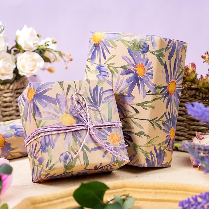 RUSPEPA Purple Floral Wrapping Paper - Image 5