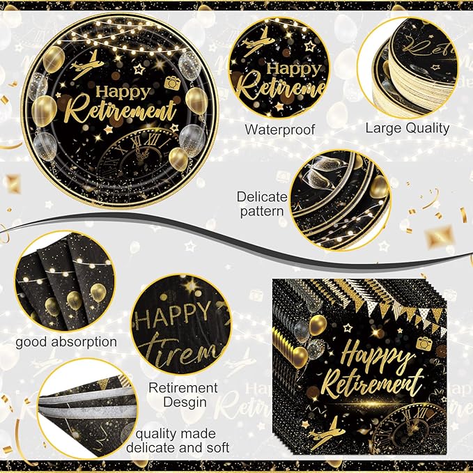 452 Pcs Black Gold Retirement Decorations Supplies - Image 3