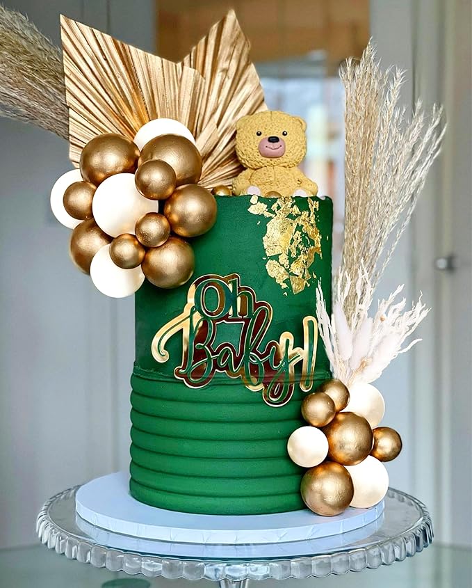 JeVenis Champagne Cake Decoration Gold Balls Cake Decoration Gold Palm Leaves - Image 7