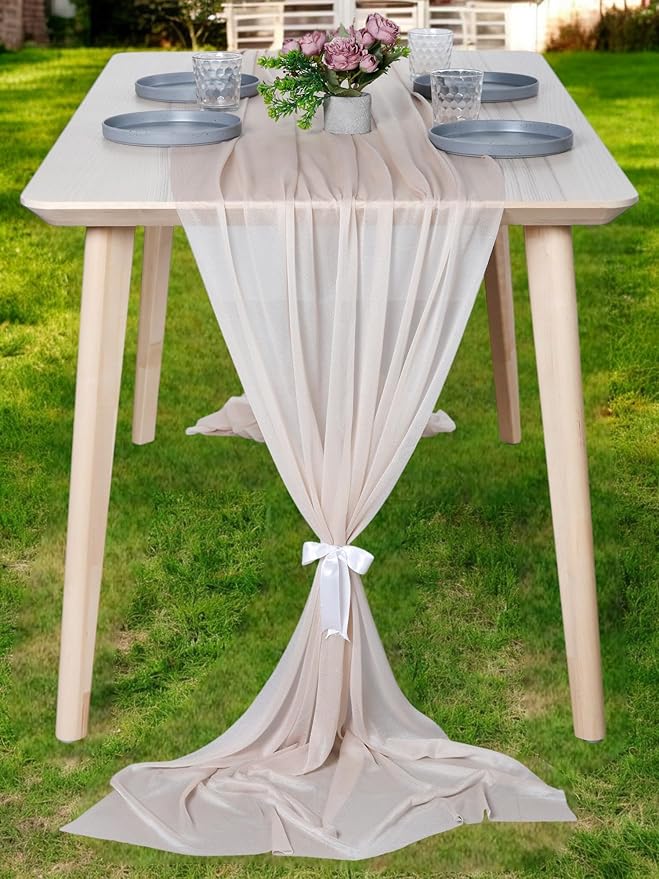 MDS 15 Pack 10ft Chiffon Table Runner 29 x 120 Inches Sheer Wedding Runner by MDS