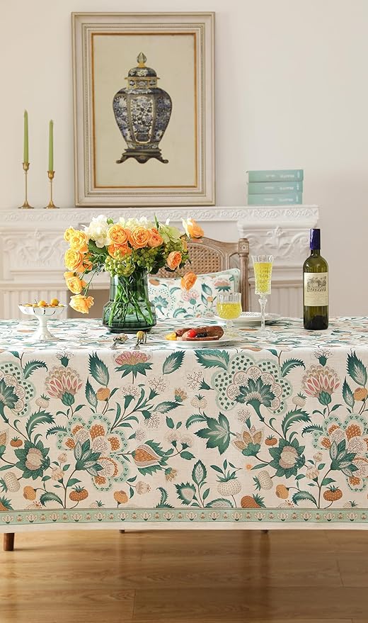 patdrea Designer French Green Small Square Table Cloth, Vintage Italian Floral - Image 6