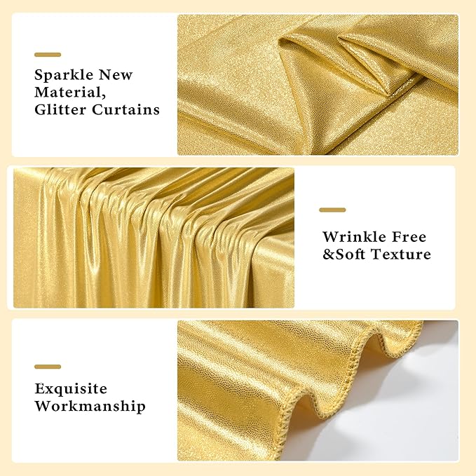 Outpain 10x10ft Gold Sequin Backdrop Curtains -Heavy Duty Gold Photography - Image 4