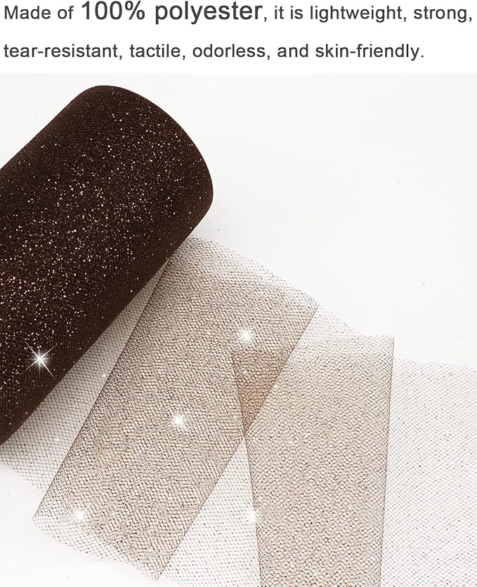 Glitter Tulle Fabric Rolls, 6 Inch 50 Yards Sparkling Spool Ribbon Sequin - Image 3