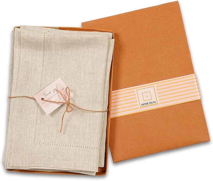 Linen Light Natural Dinner Napkins Set of 4-100% Pure Linen Cloth Fabric - Image 5
