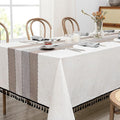 MYSKY HOME Table Cloth 60x102 in Rectangle, Heavy Duty Lines Linen Look by MYSKYHOME