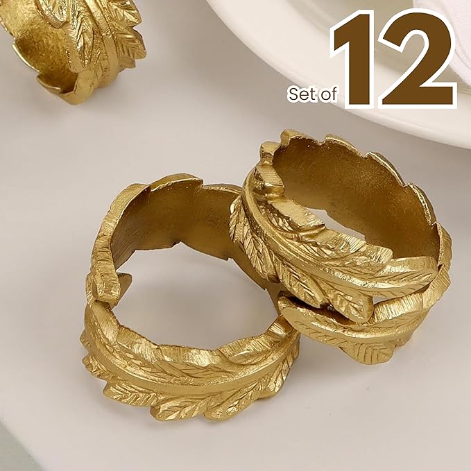 Gold Leaf Napkin Rings Set of 12 - Image 5