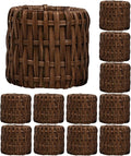 Woven Napkin Rings Set of 12, Handmade Cane Fall Napkin Rings Holders, Natural by CLEENTABLE