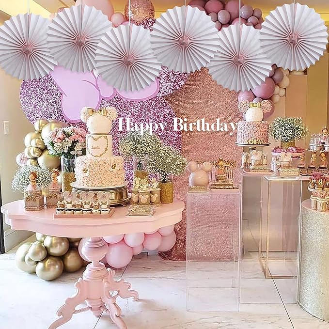 Pink Birthday Decorations, DIY Pink Paper Fans Hanging Decoration, Party - Image 5