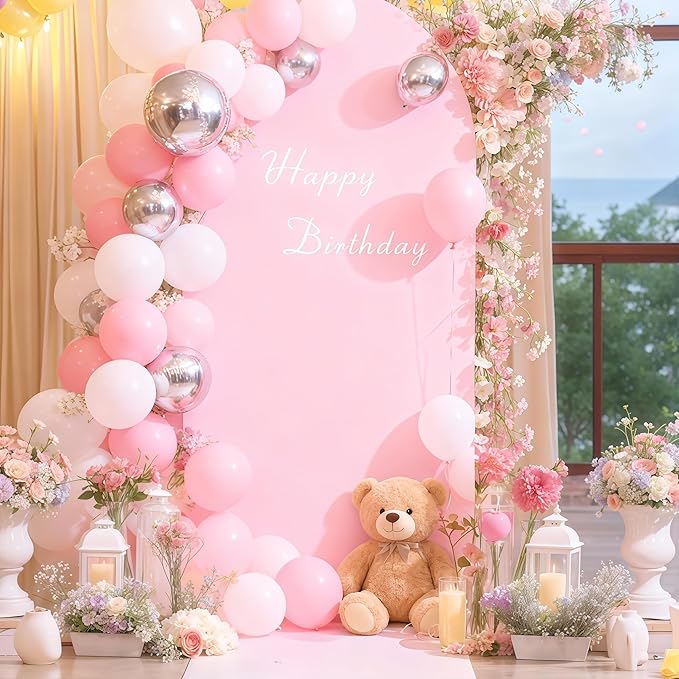7.2FT Pink Arch Backdrop Cover by WishCare