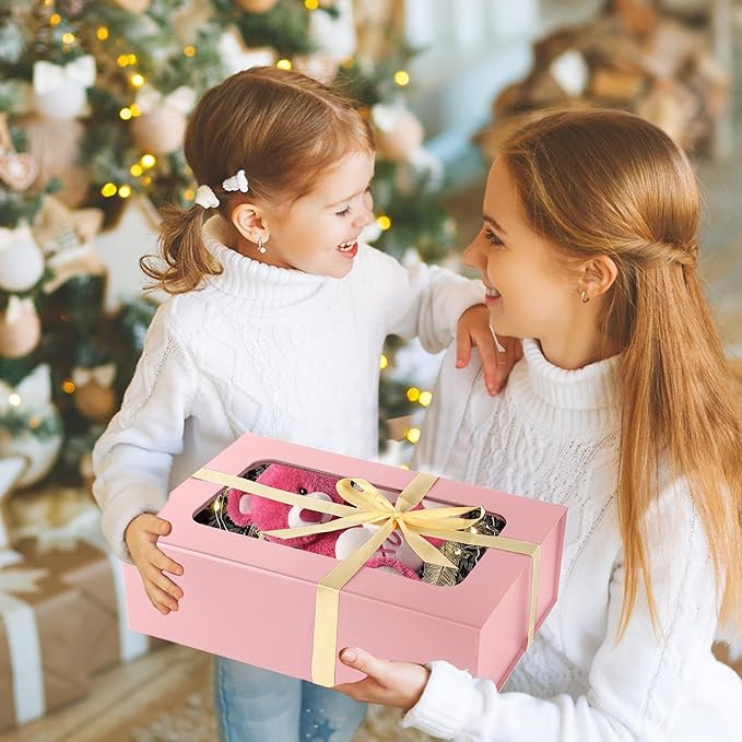 Pink Large Gift Boxes with Window, 13.5"x9"x4.3" Bridesmaid Boxe - Image 7
