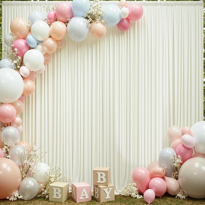 60×12ft Wrinkle Free Ivory Backdrop Curtain - Image 6