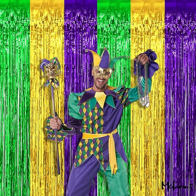 4 Pack 3.2Ft x 6.6Ft Mardi Gras Fringe Curtain Backdrop - Image 3