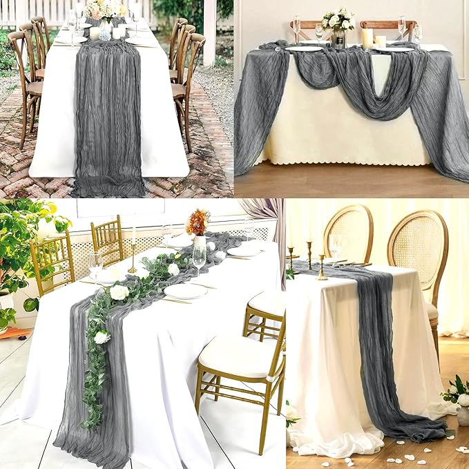 6 Pack Gray 10FT Cheesecloth Table Runner Rustic Gauze Fabric Cheese Cloth - Image 7