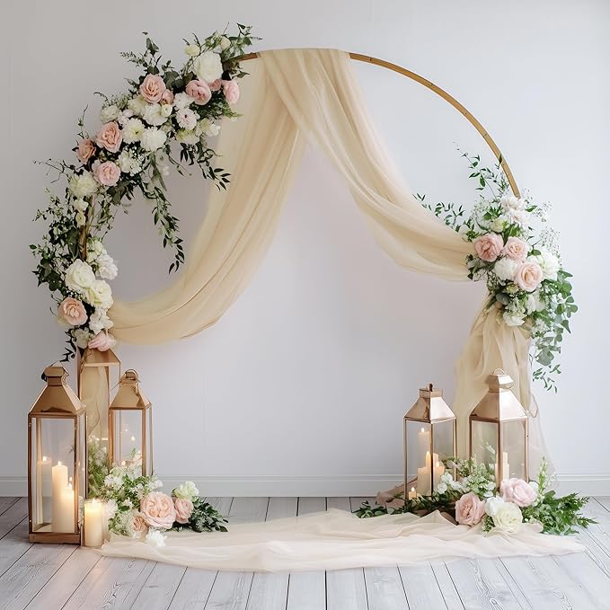 Wedding Arch Draping Fabric 6 Panels 28.7" x 20FT Champagne Sheer Chiffon - Image 5