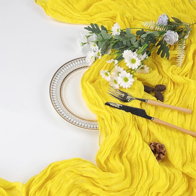 12 Pack Lemon Yellow Cheesecloth Table Runner 10ft Boho Gauze Fabric Cheese - Image 7