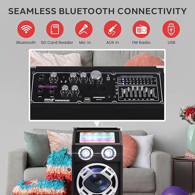 Pyle Wireless Active PA Speaker System - 1000W Portable High Powered Bluetooth - Image 4