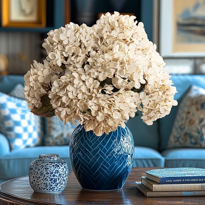 Artificial Flower Fake Silk Hydrangea Heads Bouquet - Image 5