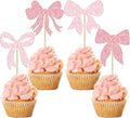 Gyufise 36Pcs Bow Cupcake Toppers Glitter Bowknot Cupcake Picks Bow Tie by Gyufise