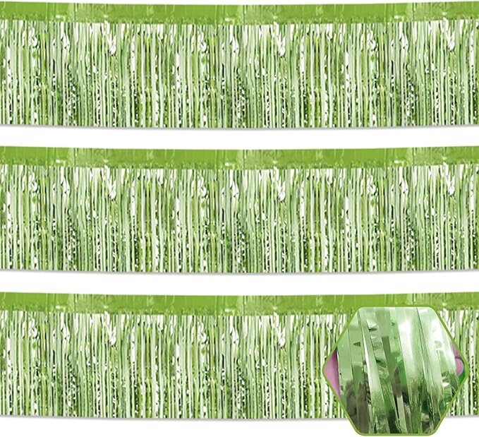 3 Pack 10 Long Light Green Metallic Foil Fringe Garland Wall Hanging Tassle by Ferwzsr