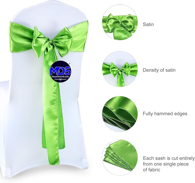 MDS Pack of 25 PCS Satin Chair Sashes Charmeuse Sateen Dining Chair Bows Ribbon - Image 6